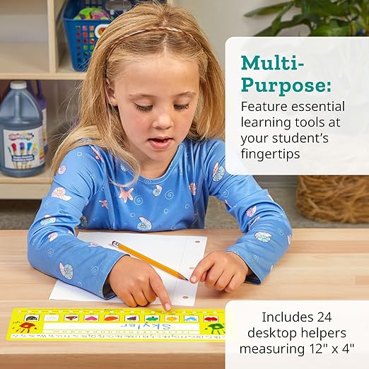 Really Good Stuff 24PK Zaner-Bloser Self-Adhesive Plastic Desktop Reference Nameplate - Letters, Numbers, Colors, Traditional Manuscript Name Tags