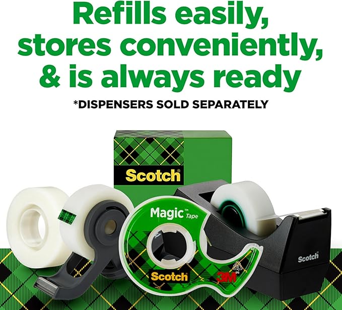 Scotch Magic Tape, Invisible, Home Office Supplies and Back to School Supplies for College and Classrooms, 2 Rolls