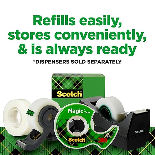 Scotch Magic Tape, Invisible, Home Office Supplies and Back to School Supplies for College and Classrooms, 3 Rolls