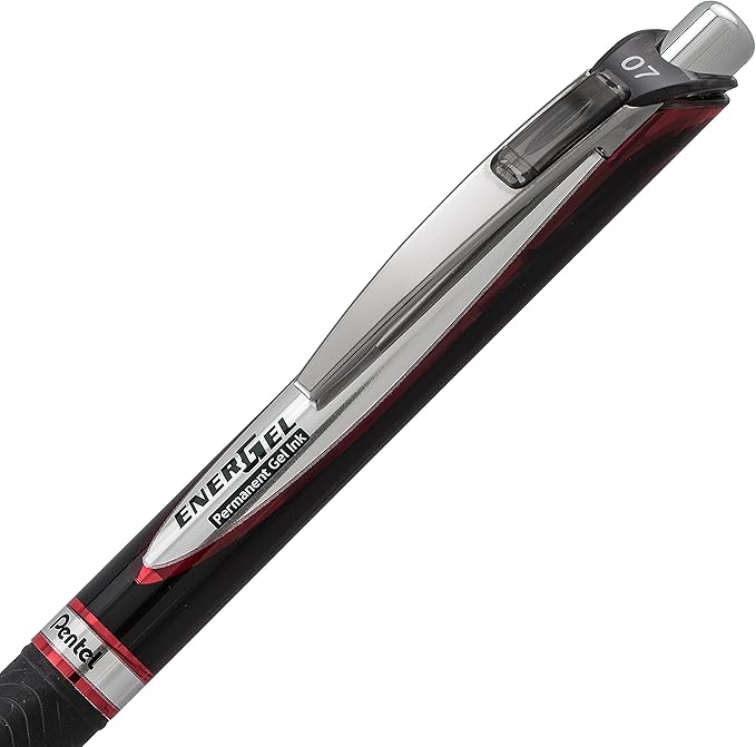 Pentel EnerGel Pro Permanent Gel Ink Pen, (0.7mm) Medium Point, Red Ink, 2-Pk (BLP77BP2B), 2 Pack