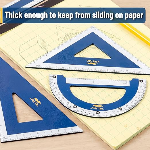 Mr. Pen- Wooden Geometry Set, 4 Pack, Triangle Ruler Set Square, Protractor Set, Protractors, Drafting Triangle, Drafting Tools & Drafting Kits, Geometry Kit, Drawing Tools