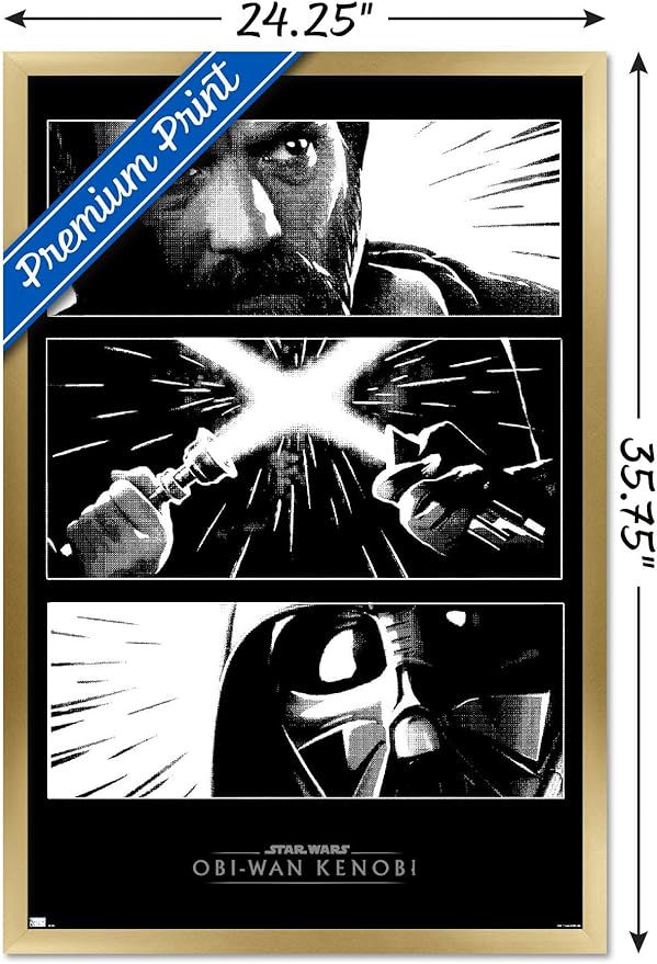 Trends International Star Wars: Obi-Wan Kenobi - Panels Wall Poster, 22.375" x 34", Gold Framed Version