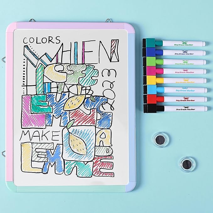 Mr. Pen- Magnetic Dry Erase Board, 12.5" x 9.5" With 8 Markers and 2 Magnets, Small White Board for Wall