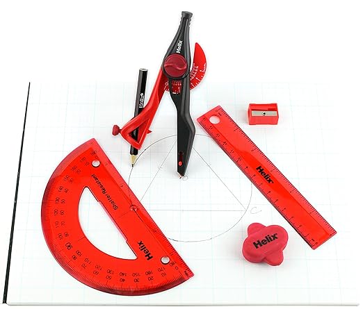 Maped - Helix Super School Kit (36008) (Colors May Vary) - Perfect for All Students - Measuring Dimensions for Design Projects - Convenient Carrying Pouch - Includes Carrying Pouch