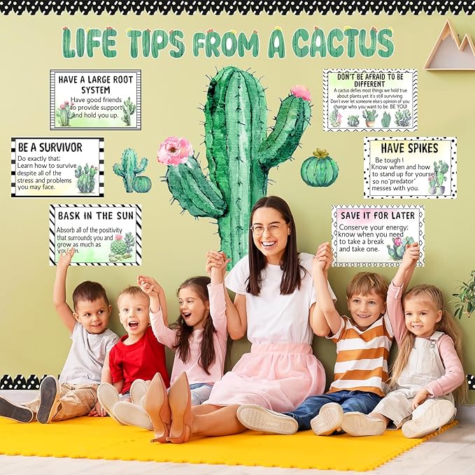 Cactus Bulletin Board Decorations Plant Motivational Bulletin Board Set for Back to School Decorations Succulent Classroom Decor
