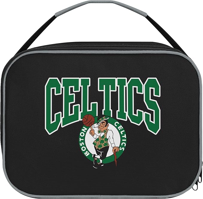 FOCO NBA Unisex-Adult Officially Licensed Wordmark Team Color Big Logo Basketball Zip Closure 7L Lunch Bag - Boston Celtics