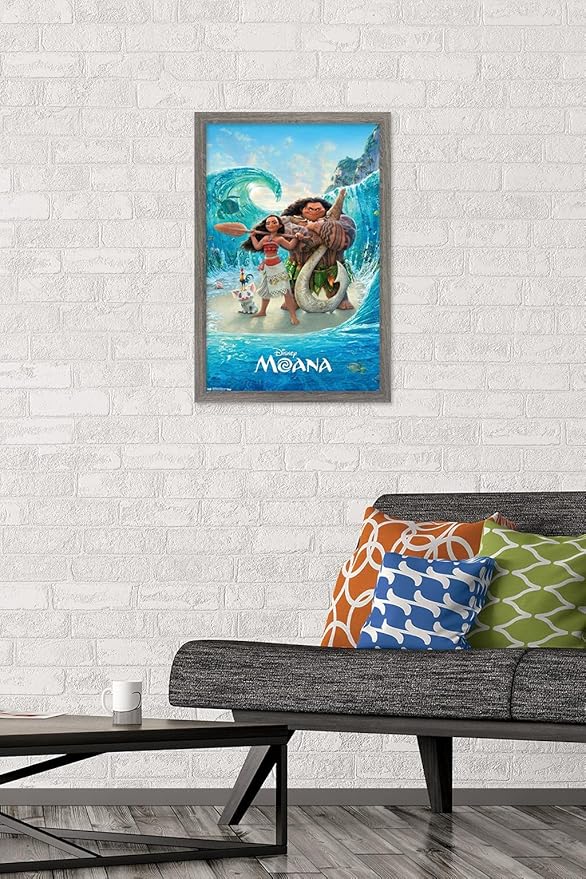 Disney Moana - Ocean Floor Wall Poster, 22.4L" x 14.7W", Barnwood Framed Version