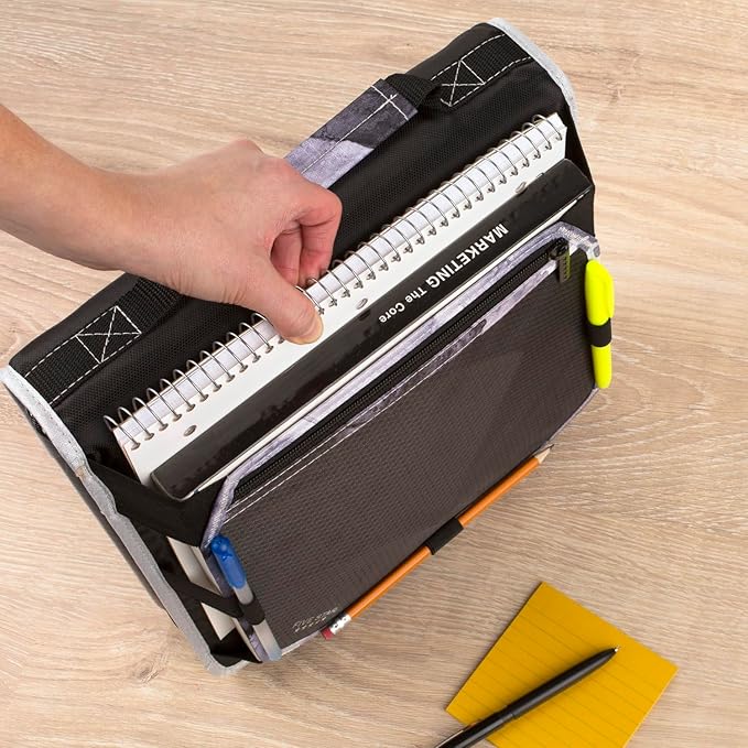 Five Star Zipper Binder, 2 Inch 3-Ring Binder with Round Rings, Expansion Panel and 5-Tab Expanding File, 580 Sheet Capacity, Black (29052IT8)