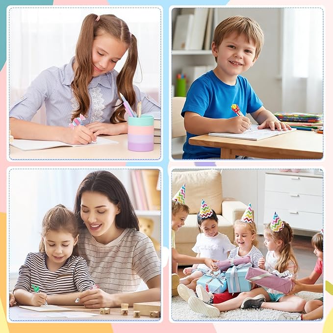 BESARME 16 Pcs Fun Pens for Kids, Multicolor Pens in One Valentines Classroom Gifts for Students 4-in-1 Cute Pen Bulk for Birthday Party Favors