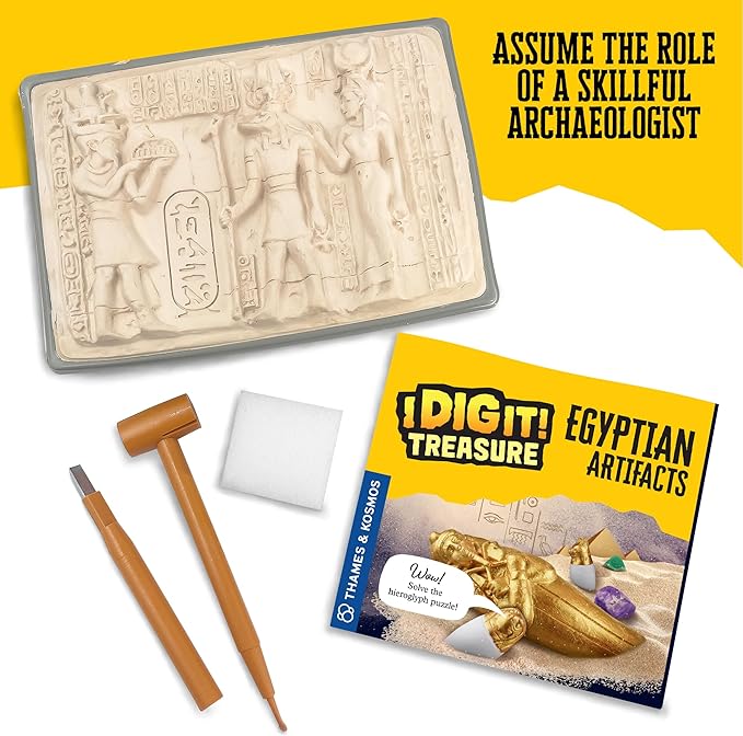 Thames & Kosmos I Dig It! Treasure – Egyptian Artifacts Excavation Kit | Explore Archaeology, Ancient Egypt & Hieroglyphics | Dig Out Collectible Relics & Minerals | Safe, Fun Educational Activity