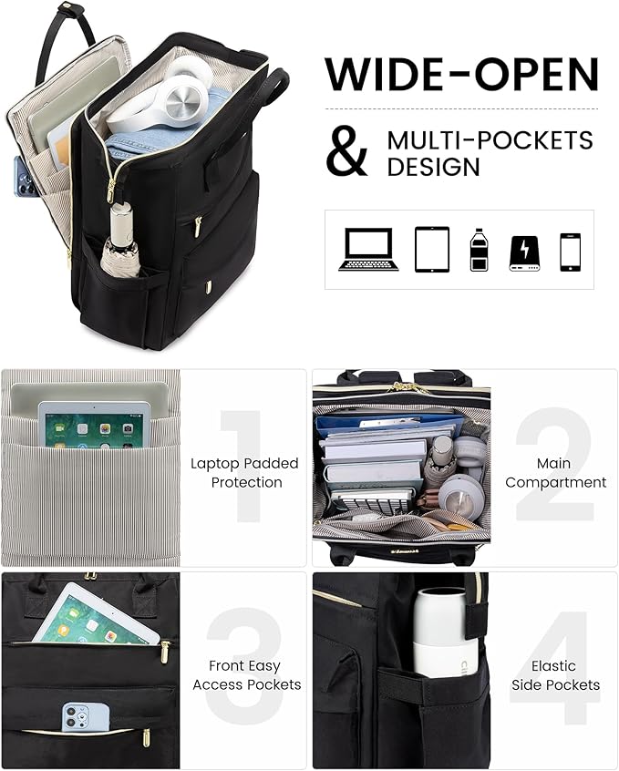 LOVEVOOK Laptop Backpack for Women, 17 Inch Work Teacher Nurse Bag with Laptop Compartment, Large Capacity Business Computer Backpack Purse with USB Port, Stylish Casual Daypack for Travel