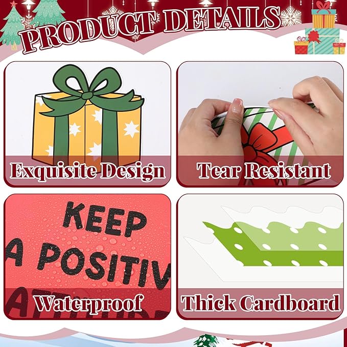 Christmas Bulletin Board Decorations Christmas Accents Healthy Habits Cutouts Red Green Xmas Elf Tree Paper Classroom Decors for Winter Holiday School Classroom Chalkboard Wall Decor Supplies