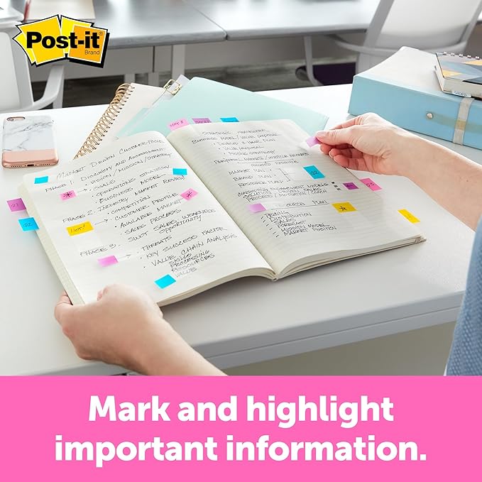 Post-it Flags 684-SHVA, 0.47in Wide, Asstd Colors - 3 Pack