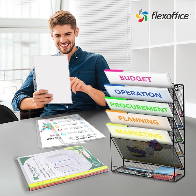 48 Pack, Color Edges Plastic Sheet Protectors 8.5"x11", Premium Heavy Duty, Top & Side Loading, Page Protectors Sheet Reinforced 11-Hole Fit for 2/3/4 Ring Binder
