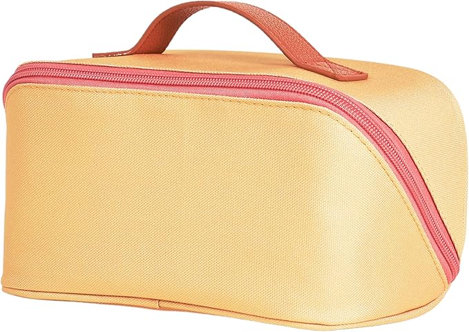 Erin Condren Small Organizer Case, Stylish Marigold Multi-Purpose Travel Case with Sturdy Vegan Leather Handle, Carry Toiletries, Makeup, Jewelry or Essentials