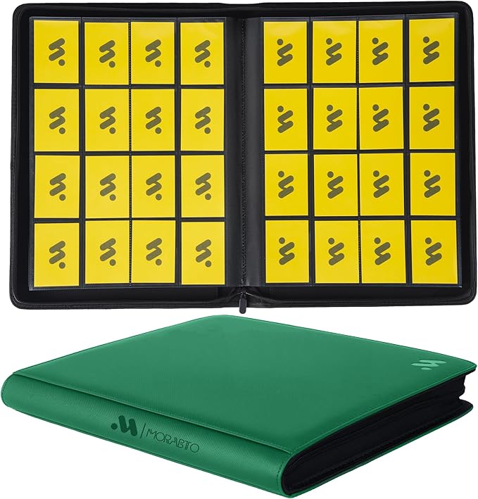 Card Binder 16 Pocket,Trading Card Binder Hold up to 1408 Cards with 44 Sleeves,Zipper Card Holder Album Compatible with TCG Card/Game Cards/Sports Card-Green