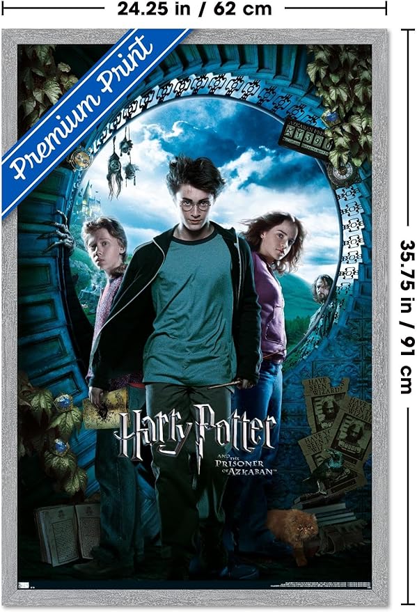 Harry Potter and the Prisoner of Azkaban - Sky One Sheet Wall Poster, 34L" x 22.4W", Gray Framed Version