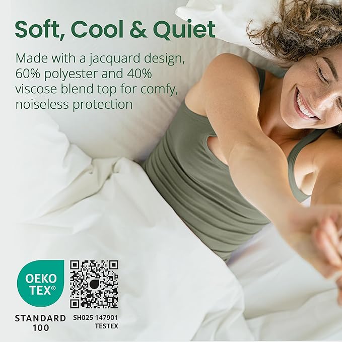 SafeRest Waterproof Twin XL Size Mattress Protector - Viscose Derived from Bamboo - Fitted with Stretchable Pockets - Machine Washable Viscose Blend Mattress Cover for Bed