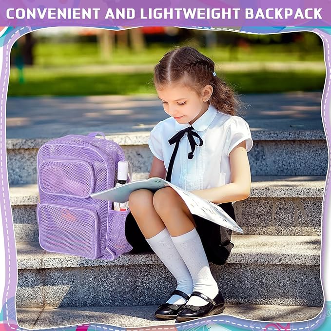 13 Piece Operation Christmas Bulk Item, 17" Mesh Backpack Semi Transparent Heavy Duty, Notebook for Holiday Donation(Purple)