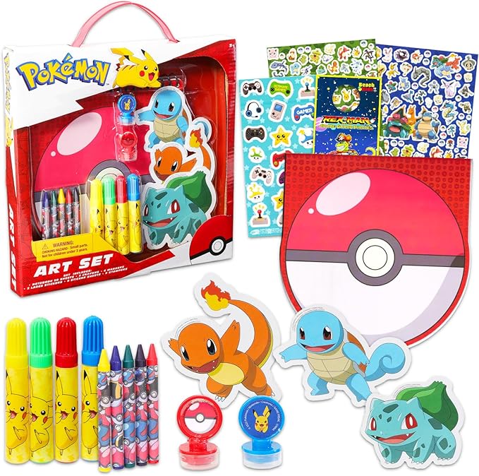 Pokemon Stationery Art Set for Kids - Drawing Bundle with Notebook, Coloring Utensils, Stickers, More | Pokemon Coloring Activities for Boys and Girls