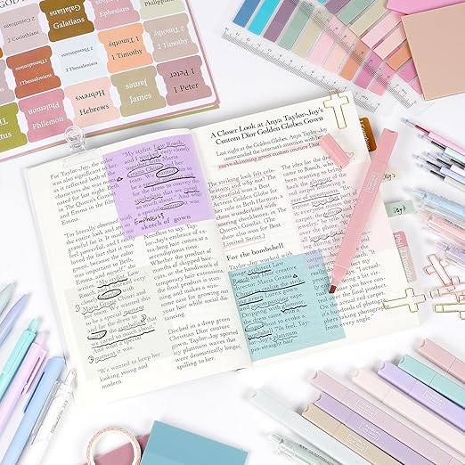 Nicpro Bible Journaling Kit, 76PCS Bible Study Supplies with Pen Case, Notes & Tabs, No Bleed Highlighter Pens, Bible Journal Accessories, Cute Spiral Notebook Stationary Set for Women Christian Gifts