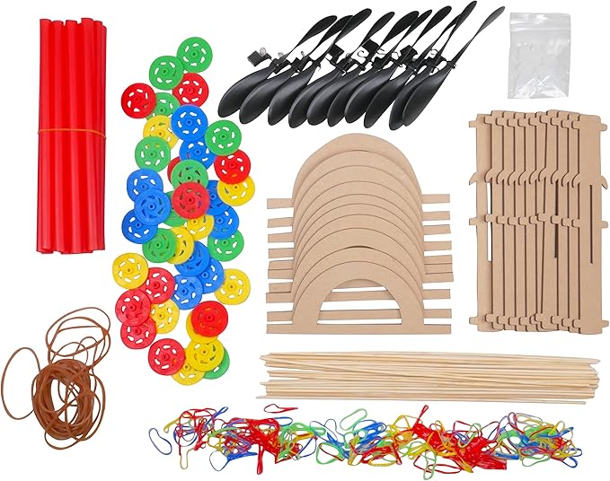 Rubber Band Propeller Car Kit (10 Pack) – DIY STEM Activity for Kids, Complete Science & Engineering Project for Kids, Classroom Bulk Set, Ages 8 and up