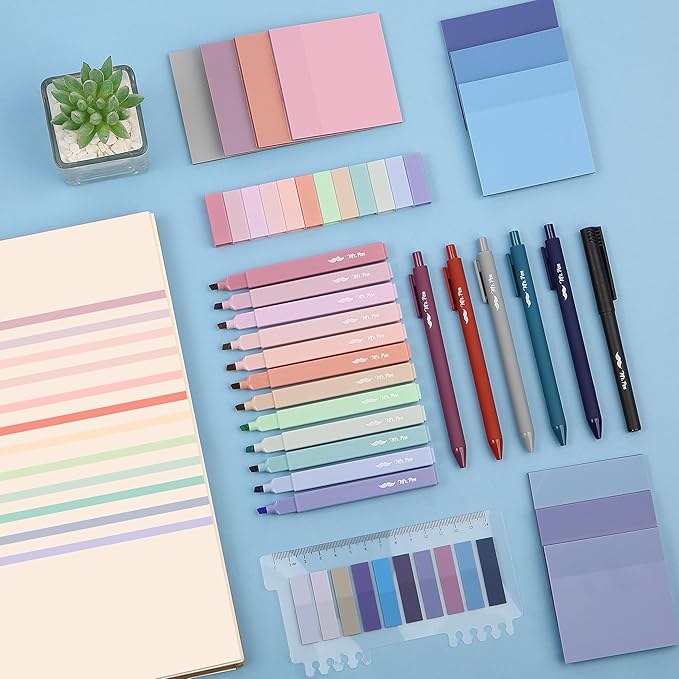 Mr. Pen- Aesthetic Book Annotation Kit, 38 pcs, Aesthetic Highlighters and Gel Pens, Transparent Sticky Notes, Transparent Sticky Tabs for Books, Highlighter Set, Annotation Sticky Notes for Books