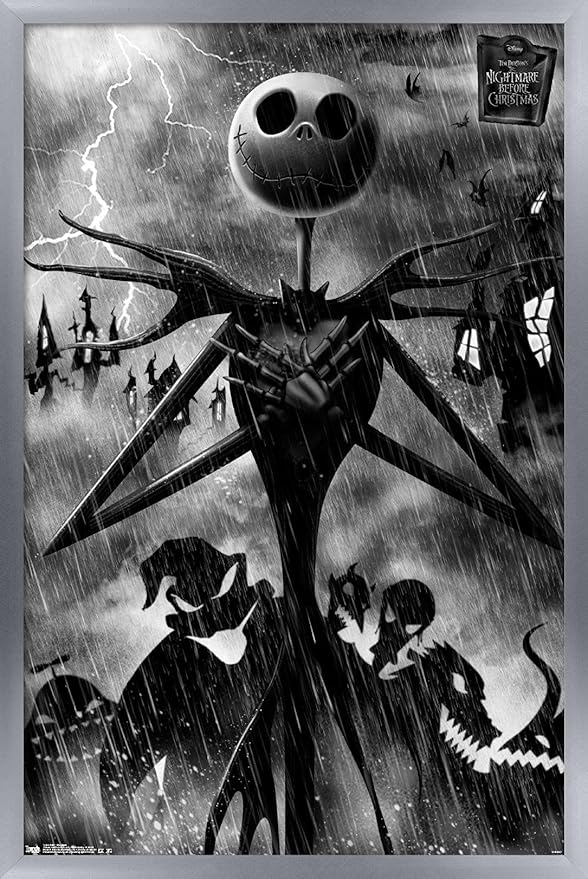 Trends International Disney Tim Burton's The Nightmare Before Christmas - Shadows Wall Poster, 22.4L x 14.7W, Silver Framed Version
