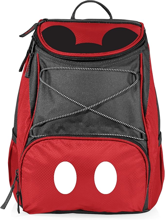 PICNIC TIME Disney Mickey Mouse Backpack Cooler, Insulated Leakproof Soft Cooler Backpack, Waterproof Lunch Bag, Portable Hiking Backpack Ice Chest for Picnic, Beach, Camping & Travel (Red Gray)