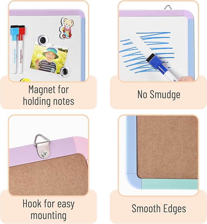 Mr. Pen- Magnetic Dry Erase Board, 12.5" x 9.5" With 8 Markers and 2 Magnets, Small White Board for Wall
