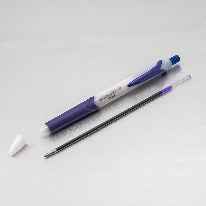 Pentel GlideWrite Ballpoint Pen with TechniFlo Ink, (1.0mm) Medium Line, Blue Ink, Pack of 6 (BX910BP6C)