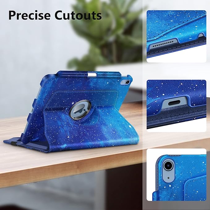 Fintie Rotating Case for iPad (A16) 11th Generation 11 Inch (2025), iPad 10th Generation 10.9 Inch (2022) - [Built-in Pencil Holder] 360 Degree Rotating Protective Stand Cover, Starry Sky