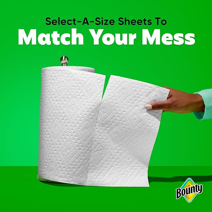 Bounty Select-A-Size Paper Towels, White, 2 Mega Rolls = 8 Regular Rolls