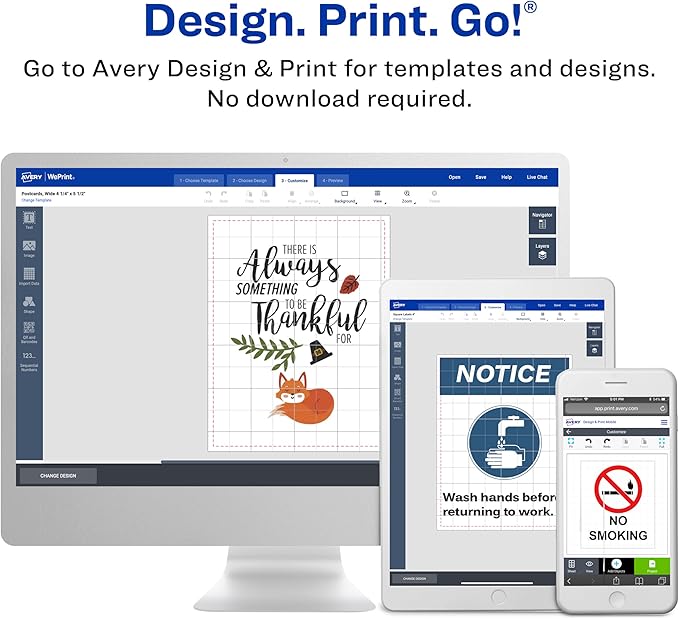 Avery Full-Sheet Printable Shipping Labels, 8.5" x 11" Customizable Stickers, White, 25 Blank Mailing Labels, Great for Mailing, Shipping, Organizing, and More (5265) (Pack of 5)