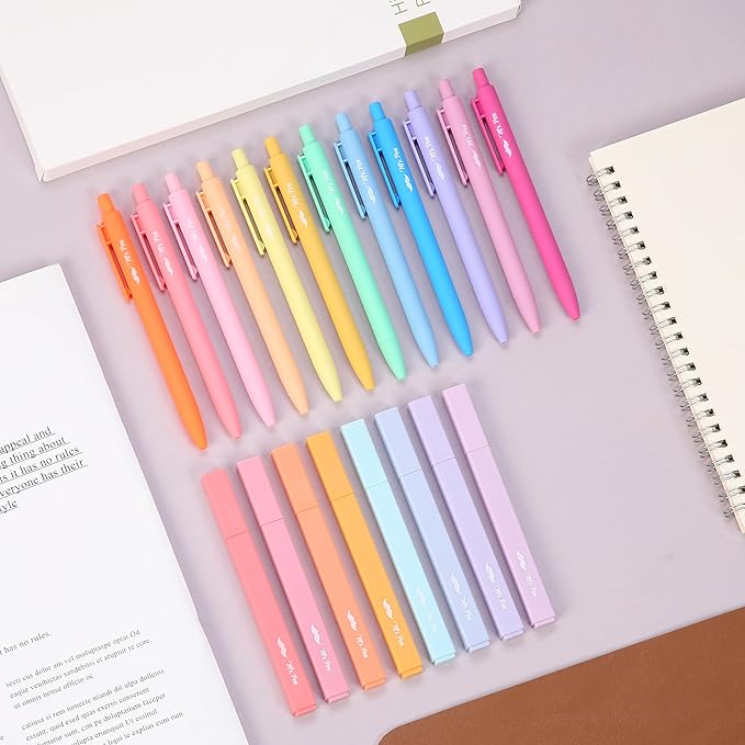Mr. Pen- Aesthetic Highlighters and Gel Pens, 20 Pack, 8 Pastel Highlighters No Bleed & 12 Colorful Ink 0.7mm Aesthetic Gel Pens