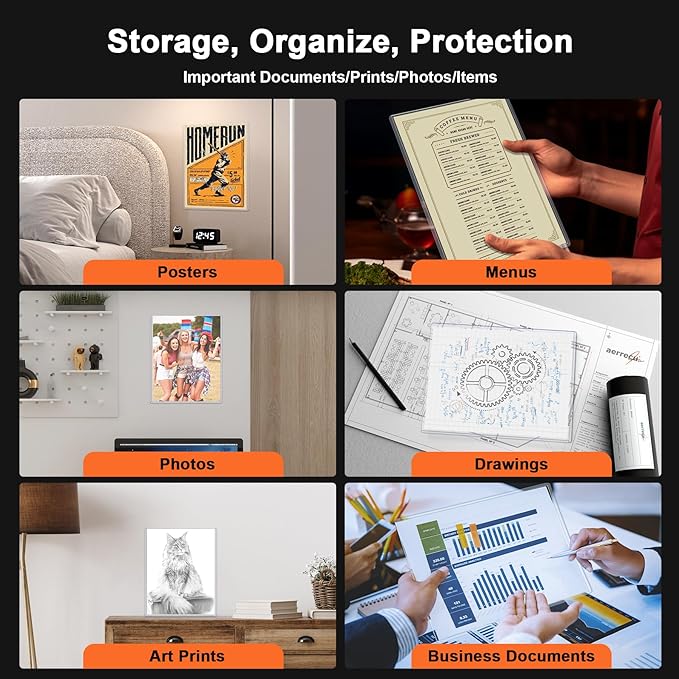 Ndsox 5 Pack 8.5" x 11" Rigid Print Protectors Clear Hard Plastic Sheet Protectors Top Loading for Birth Certificates, Documents, Posters, Photos, Meuns, Heavy Duty No-Hole Plastic Document Sleeves