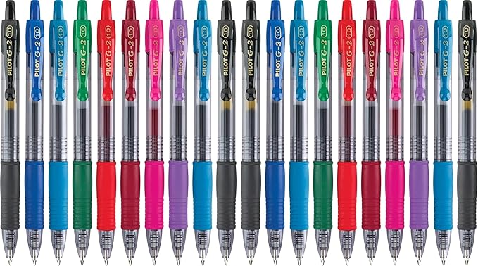 PILOT G2 Premium Retractable Gel-Ink Rolling Ball Pens,Bold Point (1.0mm),1.0 Gel Pens,Assorted - Ideal for School,Journaling,& Office Writing,(Pack of 20)