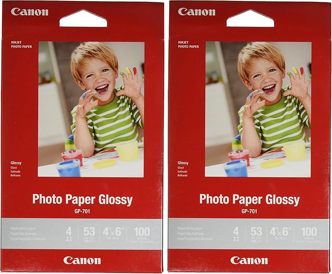 Canon Glossy Photo Paper, 4"x6", 100 Sheets | Pack of 2 | Model 1433C001