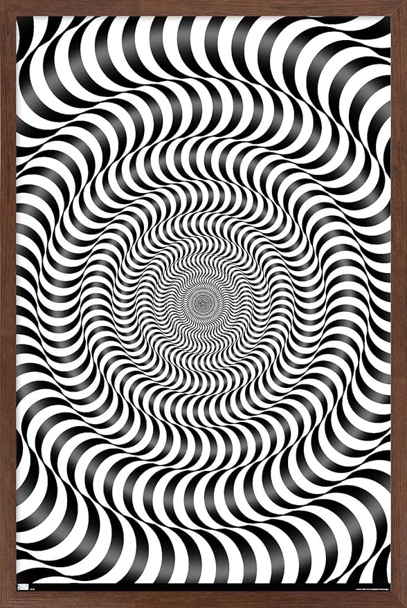 Trends International Zebra Stripe Optical Illusion Wall Poster, 14.725" x 22.375", Mahogany Framed Version