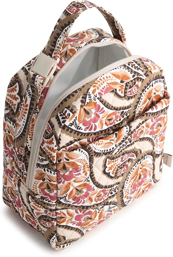 Premium Cotton Large Lunch Bag, Blooming Paisley, One Size