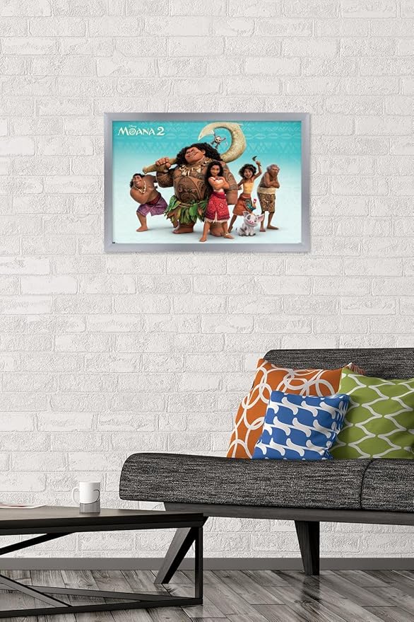 Disney Moana 2 - Group Wall Poster, 22.4L" x 14.7W", Silver Framed Version