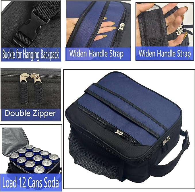 Lunch Box Insulated Lunch bag for Men Teen Kids Boys Adult Portable Stylish Small Lunchbox Special Design for Working Office school Picnic (Navy Blue)