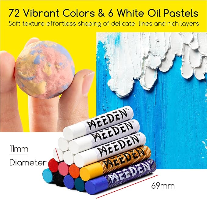 MEEDEN Soft Oil Pastels Set: 102Pcs Oil Pastel Kit with 72 Colors & 6 White Pastel - All in One Oil Crayons with Paper, Palette Knife, Masking Tape - Art Supplies for Artists Beginners Adult Christmas