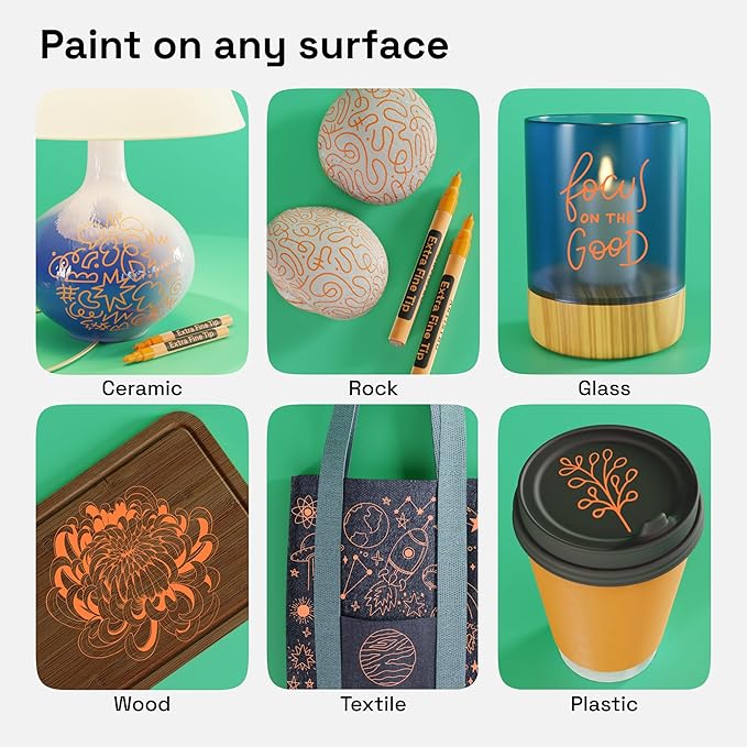 ARTISTRO 2 Orange Acrylic Paint Markers - 0.7mm Extra Fine-Tip Paint Pens - Perfect for Crafting, Art Projects, & More