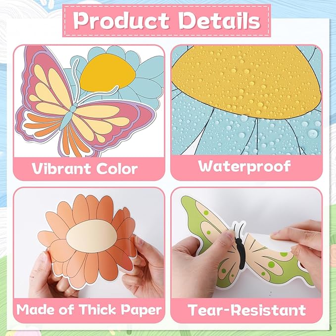 Spring Bulletin Board Decorations Set Spring Butterfly Bulletin Board Let’s Grow Together Paper Cutouts Colorful Floral Classroom Decor for School Offices Home Nursery Chalkboard Wall Supplies