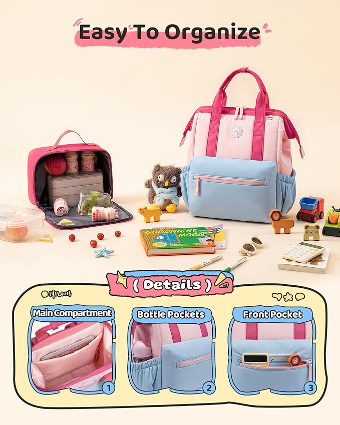 LOVEVOOK Kids Backpack for Girls 4-8 with Lunch Bag, Preschool Kindergarten Backpack for Girls, Large School Backpack Set for Elementary Soft Padded, Perfect for Travel and Daycare