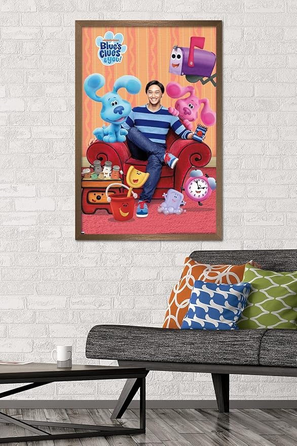 Nickelodeon Blue's Clues - Group Wall Poster, 34L" x 22.4W", Bronze Framed Version