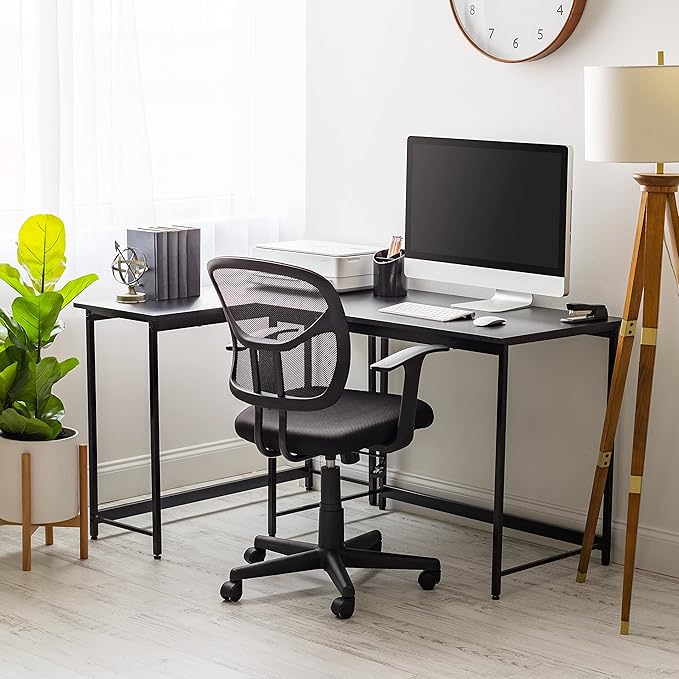IRIS USA, Inc. 39 Inch Modern Laptop and Computer Desk Office Table for Home Office, Water and Scratch Resistant Surface Gaming Desk, Easy to Assemble Black Desk
