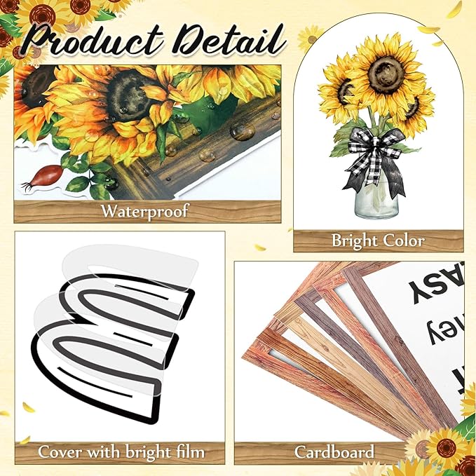 Qilery Sunflower Bulletin Board Decorations Set - Rustic Farmhouse Classroom Decor with Inspirational Quotes Cutouts, Motivational Wall Art for Teachers, Preschool, Library & Spring School Supplies
