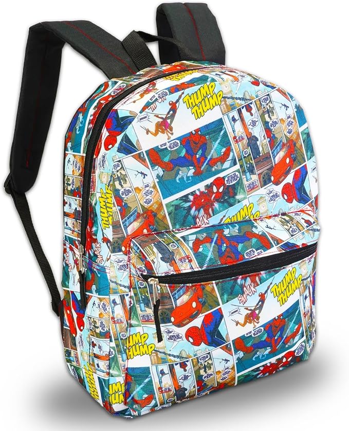 Marvel Spiderman Backpack with Lunch Box Set - Bundle with 16” Spider-Man Backpack & Lunch Bag, Stickers, More | Spiderman School Bag for Kids, Boys